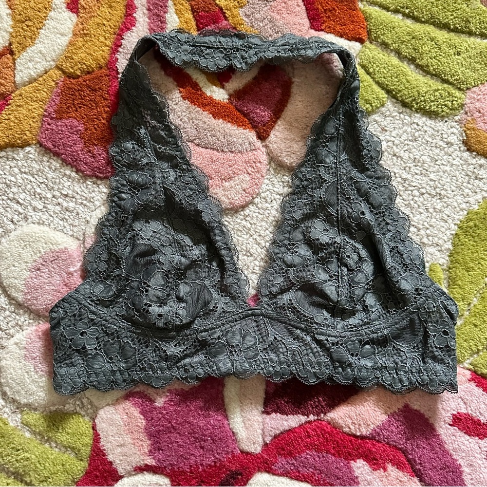 [free people] grey lace bralette
